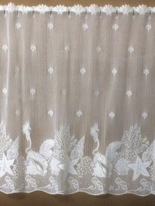 Heritage Lace Tier White 62" x 35" Seascape Bathroom Bedroom Den Free Shipping - Picture 1 of 4