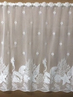 Heritage Lace Tier White 62" x 35" Seascape Bathroom Bedroom Den Free Shipping - Image 1 of 4