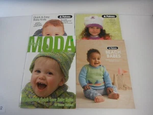 Patons Moda Baby Knits Booklets x 4 Quick Easy Knitting Winter Jumper Boys Girls - Picture 1 of 18
