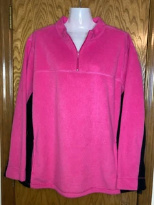 Bobbie Brooks Womens XXL Pink Fleece Black  Accent Jacket 1/4 Zip LS Size 20-22 - Picture 1 of 7