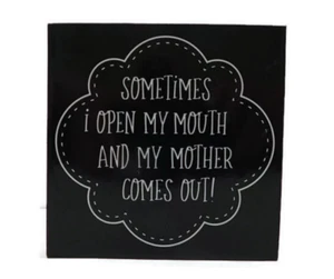 Sometimes I Open My Mouth And My Mother Comes Out Box Desk Sign Funny Gift NEW - Picture 1 of 4