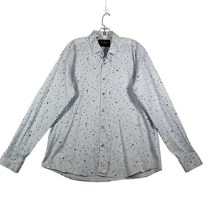 Camisa con botones Maceoo para hombre talla 2XL azul blanco estampado geométrico manga larga - Imagen 1 de 10