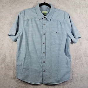 Cariloha Men's Size L Blue Organic Cotton/Bamboo Short Sleeve Button Front Shirt - Picture 1 of 13