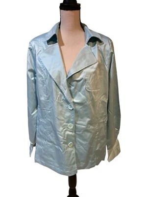 NUEVA Chaqueta Blazer Linea by Louis Dell'Olio QVC Cinturón XL Lt Azul Botón Oficina Foto 1 de 4