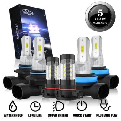 For Jeep Grand Cherokee 2011 2012 2013 LED Headlight High-Low+Fog Light Bulbs A+ - Image 1 of 4