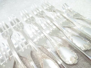 Vintage French silver-plated 12 pastry cake forks Christofle Marly 15,9cm bis - Picture 1 of 10