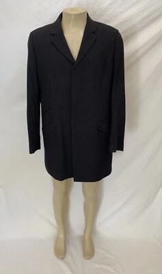 Abrigo Reiss Hombre Talla XL Marrón/Negro Botón Delantero Hasta la Rodilla Foto 1 de 4