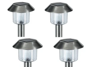 4 X Solar Powered Stainless Steel Led Lights for Garden Lighting Outdoor - Picture 1 of 2