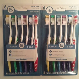Adult Toothbrushes Set of 2ea Medium 6 Pack Assorted Colors by Brush Buddies - Picture 1 of 7