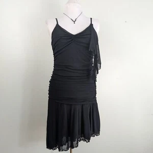 Vintage Slip Dress Y2K Fairy Goth Whimsigoth Mesh Cocktail Handkerchief Black M - Picture 1 of 14
