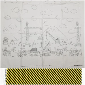 1 yd Michael Miller Color Me Construction Fabric & FQ Tonka Road Black & Yellow  - Picture 1 of 7
