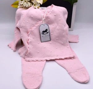 Baby Girl Pink Knitted Outfit. 0-3 3-6 6-9m. Letter Box New Baby Gift Free P&P - Picture 1 of 10