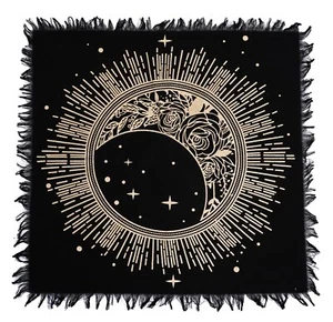 Pagan Altar Cloth Sun Moon Witchcraft Wiccan Cotton Large Table Mat 45/60/90cm - Picture 1 of 4