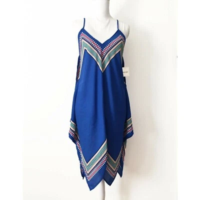 NWT Meraki Poncho Handkerchief Tunic Blouse Top Size S Blue Hi-Low Relaxed   - Image 1 of 4