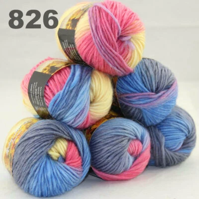 SALE 6BallsX50gr Warm Colorful Rugs Knitting Wool Blankets Crocheted Yarn 26 - Image 1 of 4
