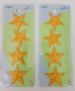 Wrights Iron On Appliques 8 Yellow Stars 1.25" Art & Craft - Picture 1 of 3