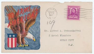 Cubierta patriótica de la Segunda Guerra Mundial 1942 + Carta a las armas America Homefront Olean NY Ocean City - Imagen 1 de 4