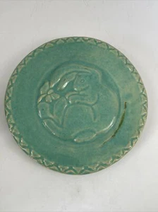Plato de cerámica vintage Mary Ruffino 44 hecho a mano conejito conejo arte popular Pascua - Imagen 1 de 9