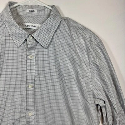 Calvin Klein Dress Shirt Plaid Checkered Long Sleeve Button Up Mens Sz Large - Image 1 of 4