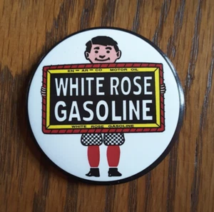 Imán de refrigerador de aceite de motor En-Ar-Co White Rose gasolina automotriz petróleo - Imagen 1 de 2