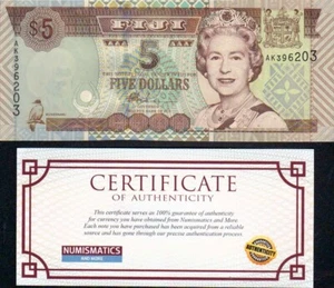 Fidschi Inseln 5 Dollar Stck. 1 Stück UNC QEII KM-105b 2007-2012 - Bild 1 von 2