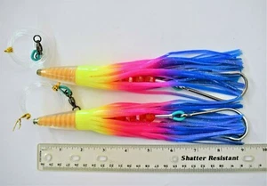 2 PIECES 9" RIGGED GREEN MACHINE SALTWATER TROLLING FISHING LURE - RAINBOW - Bild 1 von 1