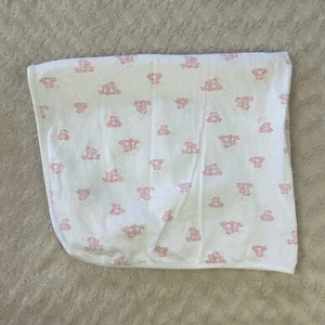 Little Me Pink White Teddy Bears Baby Blanket Clouds Flowers Bow Lovey - Picture 1 of 8