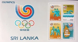 SRI LANKA 1988 Seoul Korea OLYMPIC GAMES MINI SHEET Souvenir sheet MS Stamps Cey - Picture 1 of 2