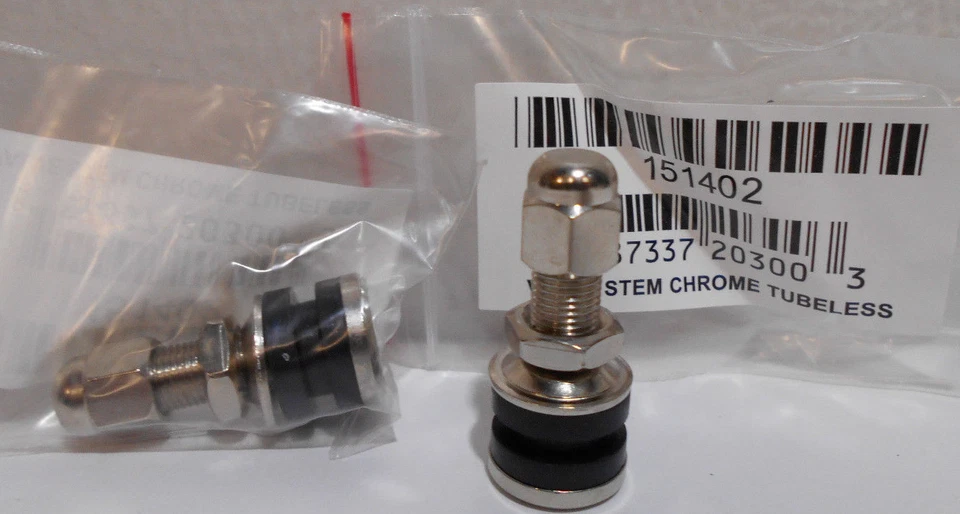 Lote de 2 vástagos de válvula cromados tubeless BikeMaster 151402 nuevos Foto 1 de 1