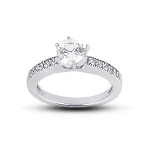 Anillo con alianza de boda estilo vintage redondo de diamantes naturales de 1,85 quilates F-SI2 14 k - Imagen 1 de 7
