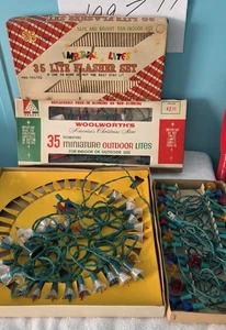VINTAGE CHRISTMAS HOLIDAY LIGHTS ASSORTMENT LOT w/ NOS Bulbs!! 4 Boxes 100 Lites - Picture 1 of 11