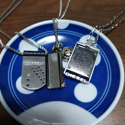Diesel Hombre Color Plata Acero Inoxidable Collar Juego de 3 Lujo Informal Unisex Foto 1 de 4