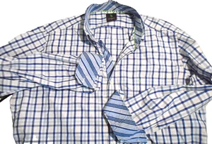 Camisa para hombre Tailorbyrd a cuadros puño abatible cuello en contraste preppy talla XL - Imagen 1 de 6
