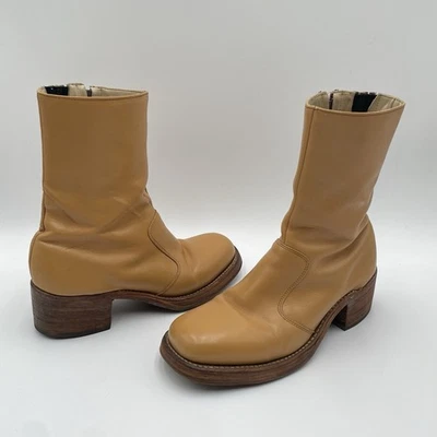 Botas Cortas Frye Campus Banana De Colección 8.5 D Amarillas Tobillo Puntera Cuadrada Etiqueta Negra Foto 1 de 4