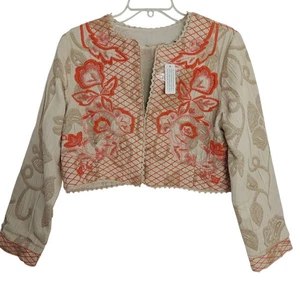 Chaqueta Bolero Recortada con Cuentas Bordada Soft Surroundings Talla Pequeña Mediana NUEVA - Imagen 1 de 13