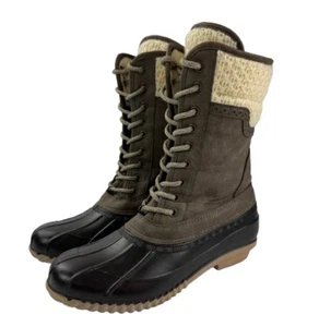 Magellan Outdoors Duck Boots Women’s 9 Brown Black Lace Up Winter Snow Boots - Picture 1 of 12