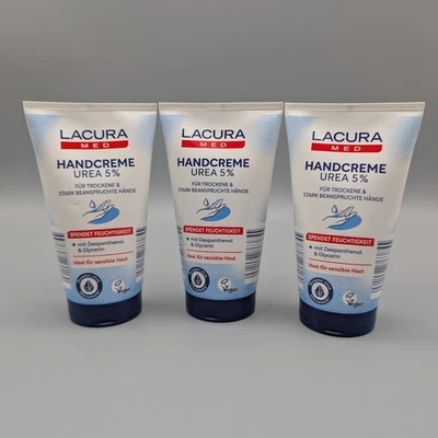 3x Lacura Med Handcreme Urea 5% Glycerin | 150ml | Trockene Hände Pflege