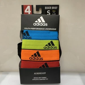 4-Pack Adidas Kids-Boy's Performance Boxer Briefs Underwear Small 6-8 - Picture 1 of 4