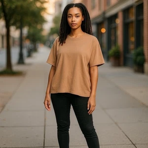 Pink Victoria's Secret Casual Tan Short-Sleeve Women's Crewneck T-Shirt - Picture 1 of 9