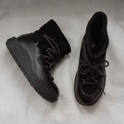 Fitflop Womens 7.5 Boots Black Leather Skandi Cold Weather Platform - Image 1 of 4