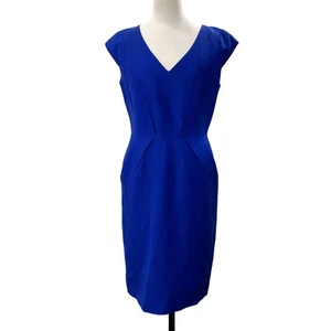Calvin Klein Gr. 8 Etuikleid Leinenmischung knielang royalblau Karriere Arbeit - Bild 1 von 16