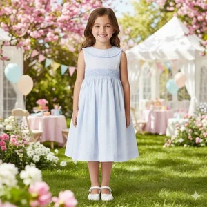 Vestido ajustado azul sin mangas Edgehill Collection para niñas talla 6X - Imagen 1 de 16