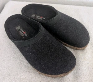 Haflinger Clogs Mules Grizzly Black Wool Slip On Shoes Men's Size 42 US 9 - Picture 1 of 10