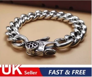 Mens Polished Heavy Wide Stainless Steel Cuban Curb Link Chain Bracelet 12MM - Picture 1 of 4
