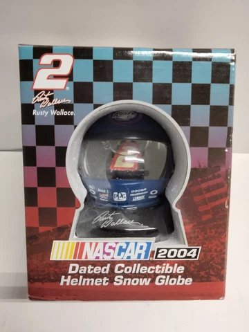 NASCAR 2004 Rusty Wallace Helmet Snow Globe by Trevco New in Box Cover