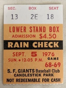 John Montefusco CG Shutout - Ticket Stub 5.09.1976 - SF Giants vs Padres - Bild 1 von 2