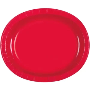 Unique Industries, Oval Paper Plates, 8 Pieces - Red,Party Tableware & Serveware - Picture 1 of 1
