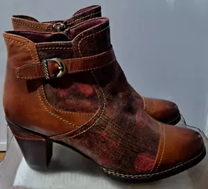 L'ARTISTE CAPTIVATE BROWN LEATHER & MULTI SHIMMER TEXTILE BOOTIE US8 EU39 - Bild 1 von 10