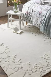 Alfombra Blanca 8x10 | Mechón A Mano Repujado | Lana Nueva Zelanda | Lazo y Corte Apilado Grande - Imagen 1 de 4