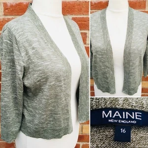 Maine Size 16 Light Khaki Green Cardigan Wedding Evening Holiday Excellent S3 - Picture 1 of 8